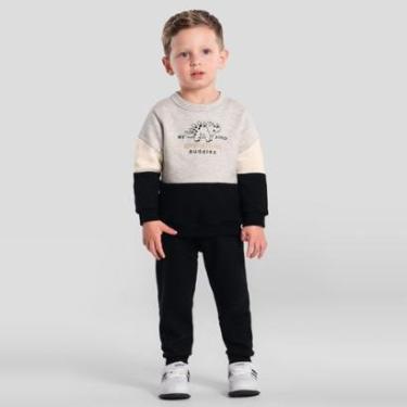 Imagem de Conjunto infantil menino em moletinho de dinossauro Brandili-Masculino