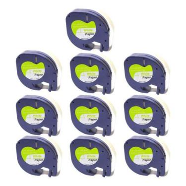 Imagem de 10 Fita 91200 Papel Rotulador Compatível Dymo Letratag 12mm Branco - S