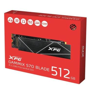 Imagem de SSD M.2 512GB XPG GAMMIX S70 BLADE NVMe PCIe Gen4x4 Leitura 7200MB/s e