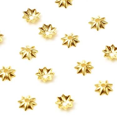 Imagem de DoreenBeads Miçangas de estrela preenchidas com ouro 14 quilates, achados, contas espaçadoras de ouro de 5 mm, adequadas para contas de 6 mm para pulseiras, colares, joias, artesanato DIY
