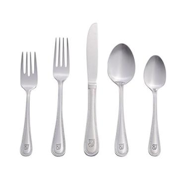 Imagem de RiverRidge Conjunto de talheres monogramados com 46 peças de 10-164, letra T, sem tamanho, prata