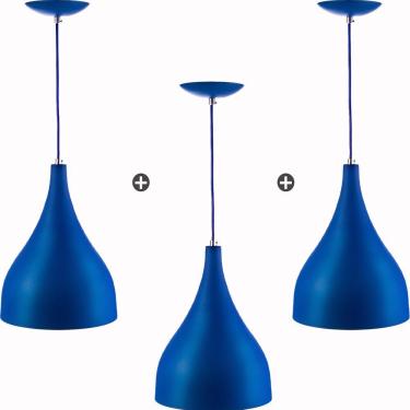 Imagem de Kit 3 Lustres Pd Gota Pequena Alumínio 21cm Soquete E27 