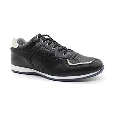Imagem de Sapatenis Masculino Casual em Couro com Elástico NE-5695 Cor:Preto;Tamanho:44;Gênero:Masculino