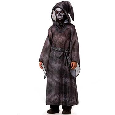 Imagem de Fantasia de Morte Infantil Halloween Com Mascara e faixa Masculina GG 11-12