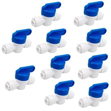 Imagem de PureSec Tubo e mangueira e tubo de 1/4" OD para uso em linha válvula esférica de desligamento rápido de plástico para purificador de água Sistema RODI (pacote com 10)