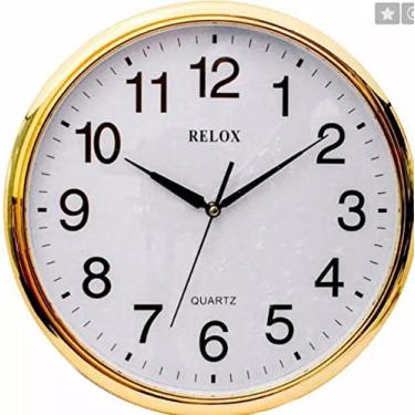 Imagem de Relogio De Parede Grande Branco E Dourado 36X36Cm Lindo