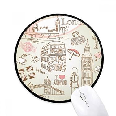 Imagem de DIYthinker I Love London Britain Big Ben Bus Mouse Pad Desktop Office Tapete redondo para computador