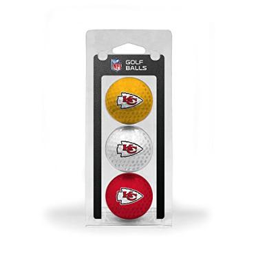 Imagem de Team Golf Bolas de golfe NFL Kansas City Chiefs tamanho regulamentado, pacote com 3, impressão colorida e durável do time