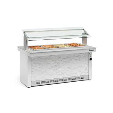 Imagem de Buffet Térmico 1,75m Linha Vitra GBTA-175 BR Gelopar - Branco/Mármore Capacidade 8 cubas 1/2 e Iluminação LED 220V