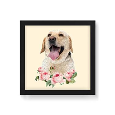 Imagem de Arte Maníacos Quadro Decorativo Labrador Flores - 30x30cm (Moldura em laca preta)