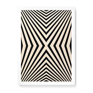 Imagem de Arte Maníacos Quadro Decorativo em Madeira Optical Linhas Retas - 23x16,25cm (Moldura caixa em laca branca)