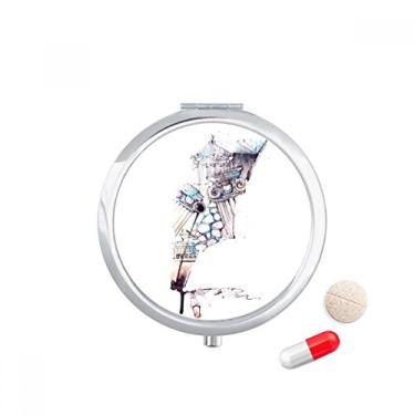 Imagem de Caixa de comprimidos de pintura em aquarela Barroco Arquitetura Prédio Recipiente dispensador de remédios