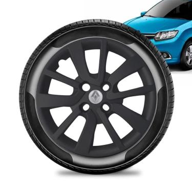 Imagem de Calota Renault Sandero aro 14 2014 a 20 Preta Fosc Emb Prata