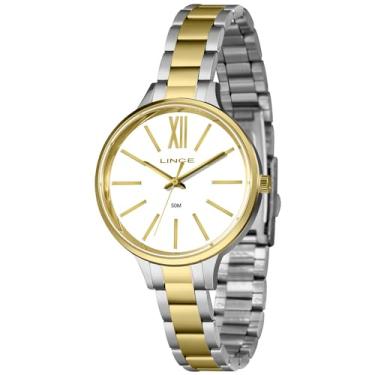 Imagem de Relógio LINCE feminino analógico bicolor branco LRTH192L38 B3SK