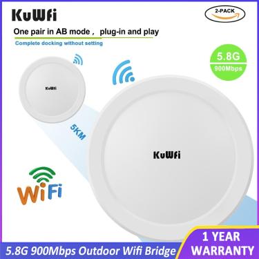 Imagem de Kuwfi 900mbps wifi sem fio ao ar livre ponte 5.8g repetidor sem fio/ap roteador ponto a ponto 3-5km