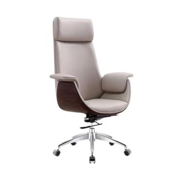 Imagem de WAOCEO Cadeira de escritório encosto alto elegante cadeira de estudo em casa cadeira executiva cadeira de pessoal de conferência pode levantar cadeiras de mesa de assento giratório (cor: cinza)