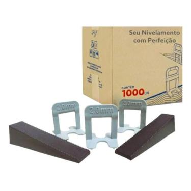 Imagem de 1000 Nivelador Espaçador Slim Piso Porcelanato + 120 Cunhas (3mm)