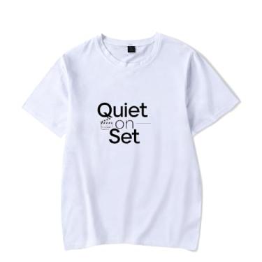 Imagem de Quiet on Sett-Shirt Summer Logo Camiseta feminina masculina manga curta, Estilo 6, G