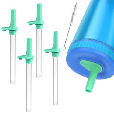 Imagem de Vodolo Substituição de canudo compatível com copos Zak, garrafa de água de 425 g de silicone reutilizável sem BPA com escova de limpeza de canudo para copos Zak Designs Kelso de 340 g (verde)