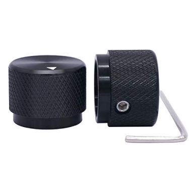 Imagem de Taiss / 2 peças botão de potenciômetro de controle eletrônico giratório de alumínio preto para eixo de 6 mm de diâmetro, botões de controle de volume, botão de áudio, puxadores de guitarra, botões de interruptor, 20 mm de diâmetro x 15,5 mm de altura