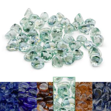 Imagem de GasSaf Vidro de fogo de 4,5 kg com diamantes de 2,5 cm para lareira a gás, fogueira de propano e paisagismo (brilho de gelo de cristal)