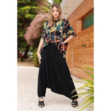 Imagem de Calça Saruel Malha com Detalhe no Punho Preto - M - Veste do 40 ao 44-Feminino