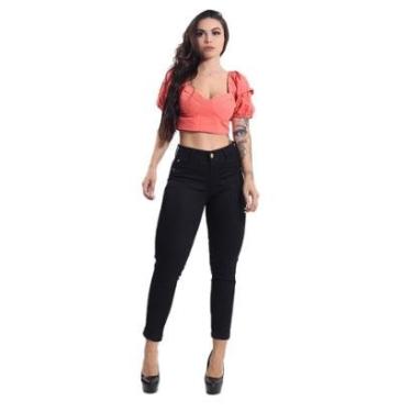 Imagem de Calça Capri Feminina Jeans Com Licra Cintura Alta Com Efeito Levanta Bumbum 35-Feminino