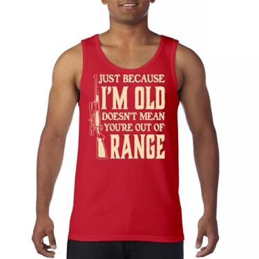 Imagem de Camiseta regata Just Because I'm Old Doesn't Mean You are Out of Range 2nd Amendment Second Gun Rights Retired masculina, Vermelho, M
