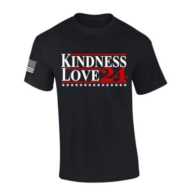 Imagem de Camiseta masculina patriótica Kindness and Love 2024 de manga curta, Preto, 6G