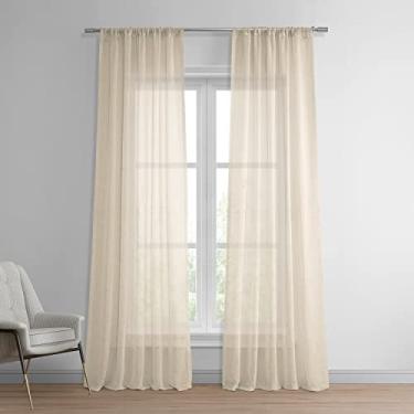 Imagem de HPD Half Price Drapes SHCH-SS071611-108 Cortina lisa de linho sintético transparente (1 painel), 127 x 273 cm, semente de algodão