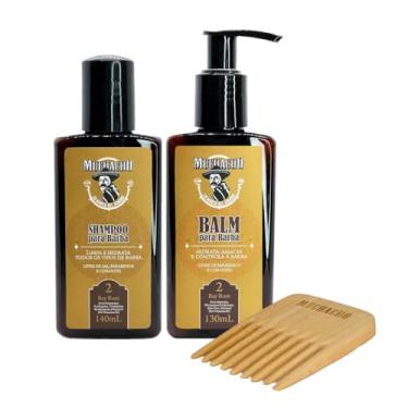 Imagem de Kit Shampoo para Barba + Balm para Barba + Pente Garfo de Madeira Muchacho Bay Rum - Kit para limpeza, hidratação e modelagem da sua barba