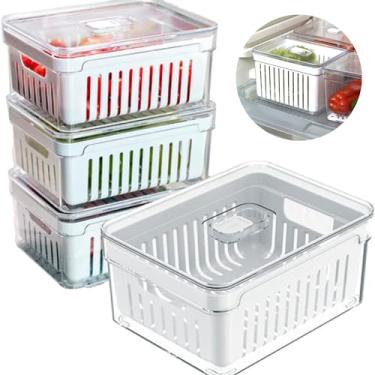 Imagem de Organizador de Geladeira. Kit Organização de Cozinha 4 Organizadores Geladeira de 2,8L Organizador Acrilico Kit Cozinha para Guardar Alimentos Itens de Cozinha Acessórios de Cozinha