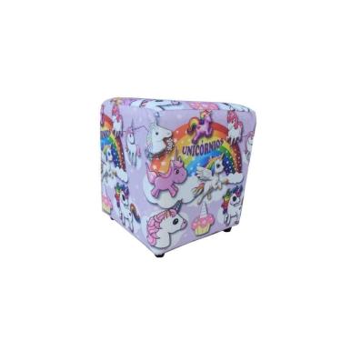 Imagem de Mini Puff Decorativo Dado Infantil Suede Unicórnios