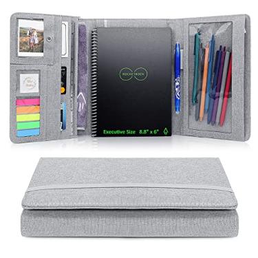 Imagem de Pulchrum Capa fólio compatível com Rocketbook Executive tamanho 15 x 22 cm, onda, Everlast Fusion, Panda, organizador de portfólio A5 com fotos, laço de caneta, tecido impermeável, marcador de página