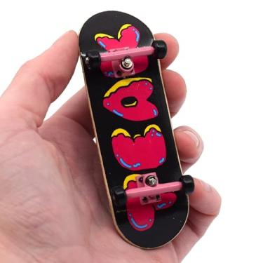 Imagem de Teak Tuning Fingerboard Pro 32 mm Completo - Transferência de Calor Gráfico - Deck de Madeira Profissional (34 x 97 mm), Rodas em Rosa