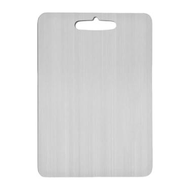 Imagem de YYGJYGOO Tábua de corte de titânio 100% puro para cozinha, tábua de corte de metal dupla face, para carne, frutas, legumes, lavável na lava-louças (39 x 28 cm)