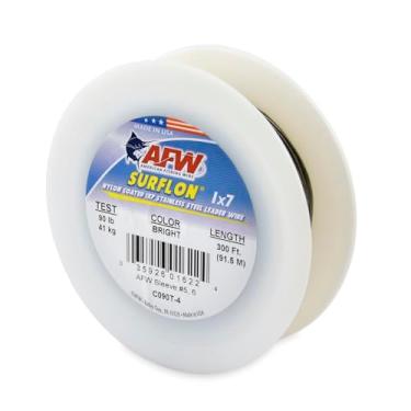 Imagem de Fio de pesca americano Surflon, fio líder de aço inoxidável 1x7 revestido de nylon, teste de 40,8 kg, 91,4 cm de diâmetro, brilhante, 91,4 m