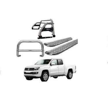Imagem de Kit Quebra Mato/estribo Chapa/santo Ant. Amarok Cd Cromado - HOZZ