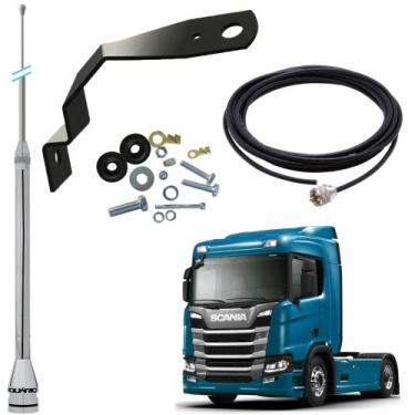 Imagem de Antena Móvel Px Inox 2,70 metros Alongador 60cm Cabo 5,5m Suporte Dian