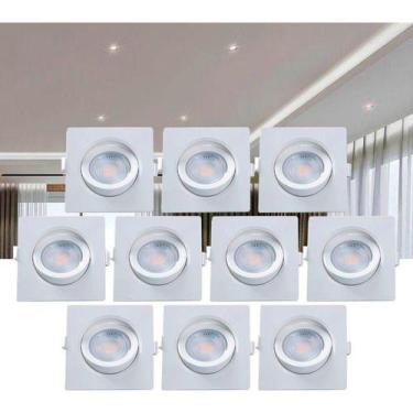 Imagem de Kit 10 Spot Led Par20 Embutir Quadrado Direcionável Bivolt 7w - Taschi