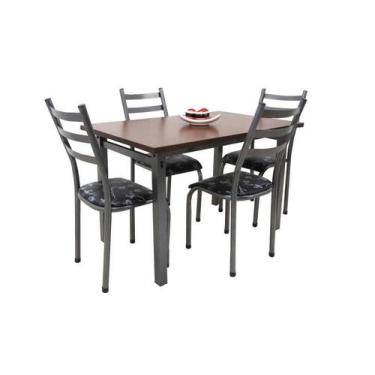 Imagem de Mesa de Jantar cozinha conjunto 1.20m x 0.75m + 4 Cadeiras Lisb. Tampo