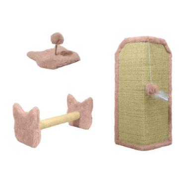 Imagem de Arranhador Gato Proteção Canto de Sofás Base Interno Brinquedo Bolinha
