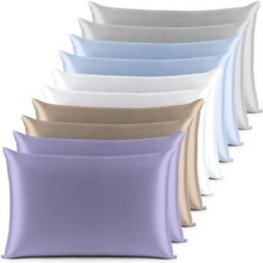 Imagem de Kit 10 Fronhas ( 5 Pares ) Charmousse Seda Cetim Alto Brilho Anti Friz