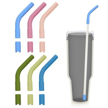 Imagem de 12 pontas de canudo de silicone com manga inferior, pontas de silicone reutilizáveis para canudos de metal, pontas de palha de borracha de grau alimentício, capas de palha de cotovelo flexíveis para