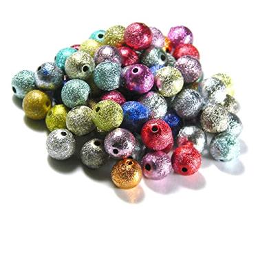 Imagem de 100 contas redondas sortidas de plástico acrílico texturizado metálico Stardust (10 mm)