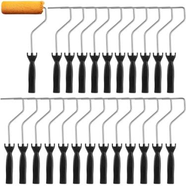 Imagem de Sliner 24 peças de quadro de mini rolo de pintura de 10 cm moldura de rolo de pintura de 30 cm com alça para materiais de pintura doméstica pintura detalhada e corte