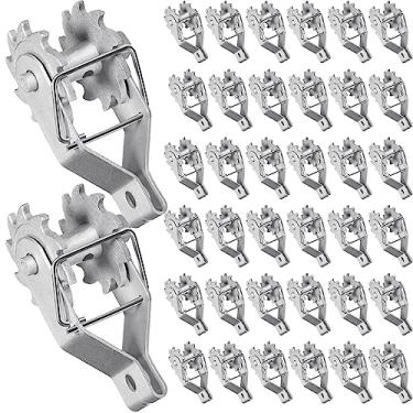 Imagem de Lasnten Pacote com 40 filtros elétricos de arame para cerca elétrica, tensor de fio em linha, filtros de fio de catraca de alumínio com clipe de compressão para cerca elétrica, cerca de fazenda,