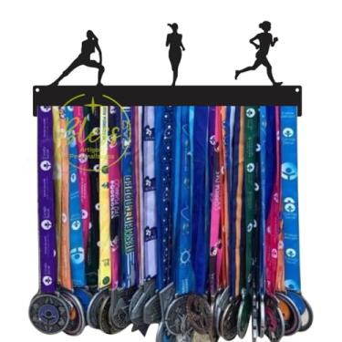 Imagem de Porta Medalhas Corrida Feminino, Quadro Decorativo MDF, Preto