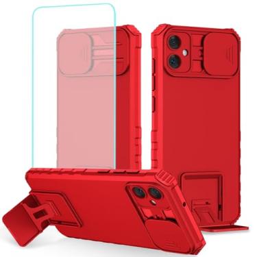 Imagem de Tothedu Capa para Galaxy A05, capa para Samsung A05 SM-A055F com protetor de tela de vidro temperado e capa de câmera deslizante, capa protetora fina com suporte resistente para Samsung Galaxy A05