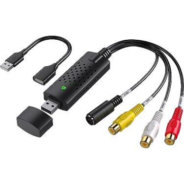 Imagem de VIXLW Placa de Captura de Vídeo, Dispositivo de Captura de Vídeo Usb, Conversor de Áudio e Vídeo Rca para Usb, Vhs Mini Dv Vcr Hi8 Dvd para Conversor Digital para Pc Tv Tape Player Filmadora, Suporte